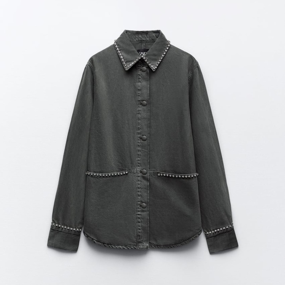 Zara oversized rhinestone over shirt